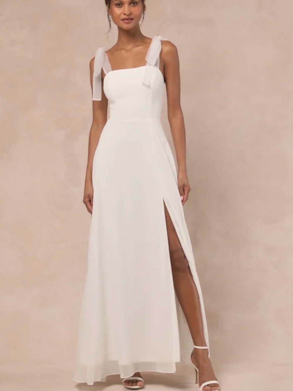 Lulus White-Tied Bow Maxi Dress - Small